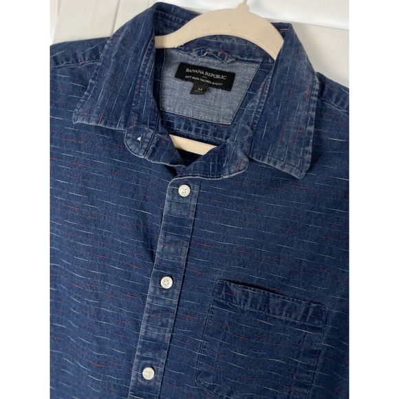 Banana Republic Other - Banana Republic Mens Denim Slim Fit Shirt Size M Button Up USA Red Blue Stitch